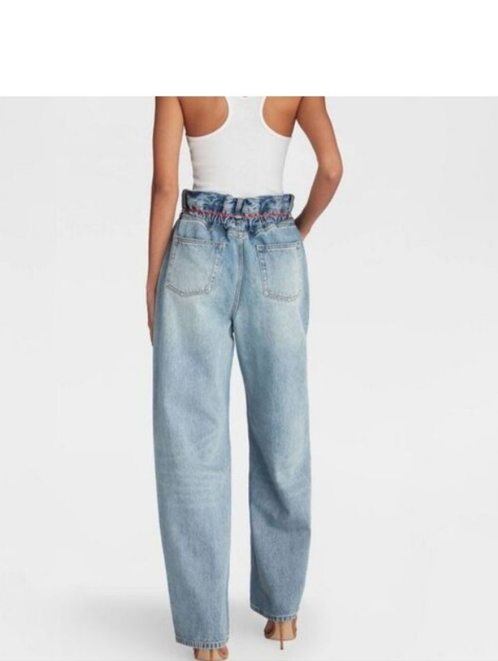 New Light Blue High-Waist Wide Leg Jeans with Drawstring KAHLANA - Picture 2 of 5
